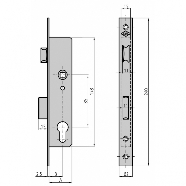 Cerradura de Embutir CVL 184